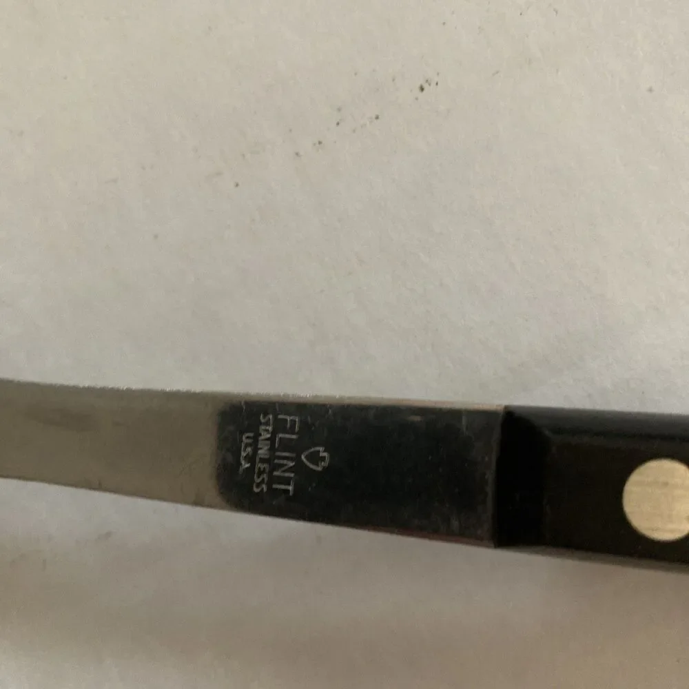 Vintage Flint Stainless Steel Carving Fork USA Black Handle Kitchen Utensil 11”